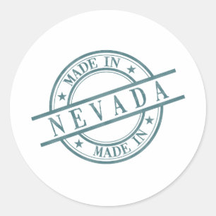 Made in Nevada Green Round Rubber Stamp Logo Classic Round Sticker