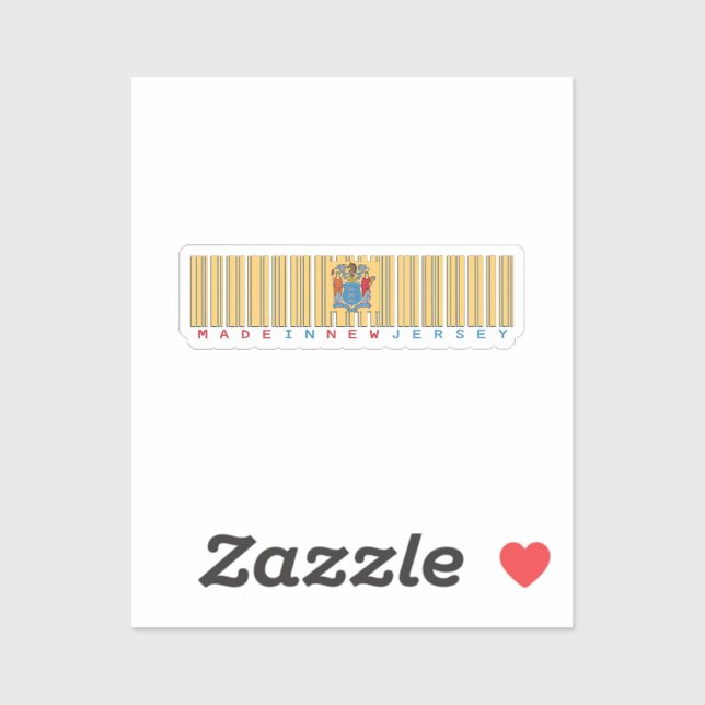 Made in New Jersey Barcode Flag Sticker (Sheet)
