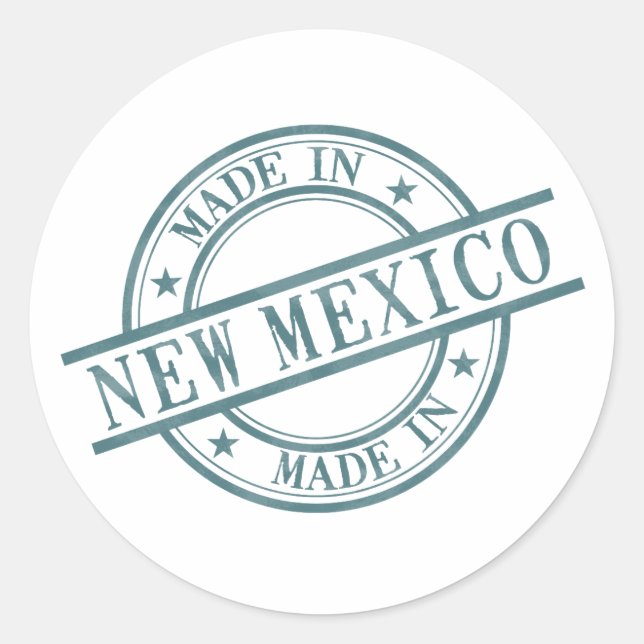 Made in New Mexico Green Round Rubber Stamp Logo Classic Round Sticker (Front)