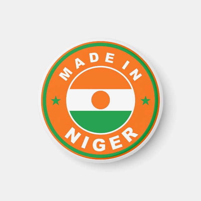 made in niger country flag product label round magnet (Front)