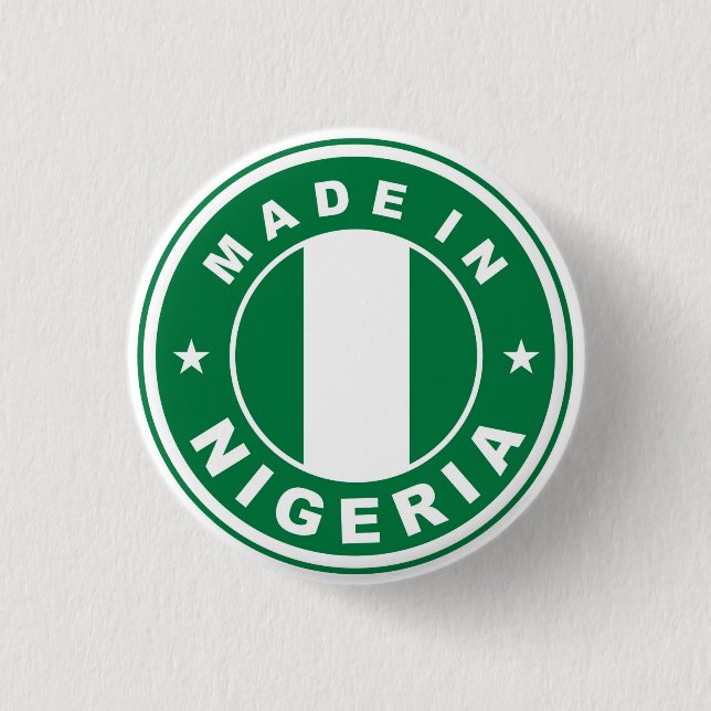 made in nigeria country flag product label round 3 cm round badge (Front)