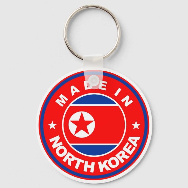 made in north korea country flag product label key ring (Front)