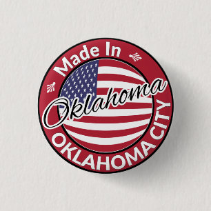 Made in Oklahoma City Oklahoma USA Flag 3 Cm Round Badge