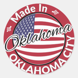 Made in Oklahoma City Oklahoma USA Flag Classic Round Sticker