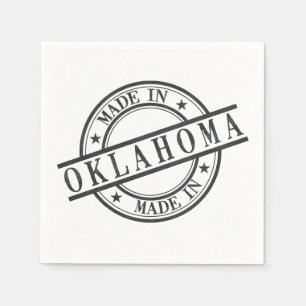 Made In Oklahoma Stamp Style Logo Symbol Black Napkin