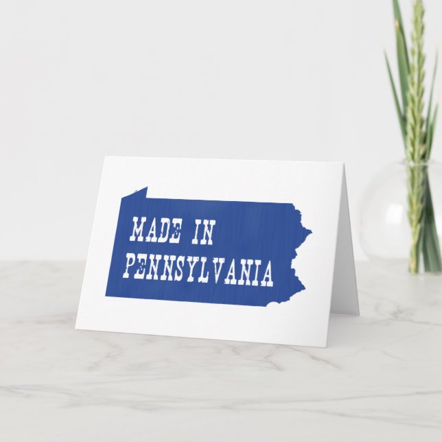 Made In Pennsylvania State Map Shape Blue Card (Front)