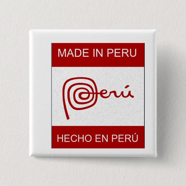 Made in Peru 15 Cm Square Badge (Front)