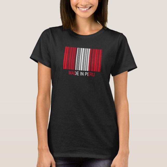Made in Peru Flag Barcode Premium T-Shirt (Front)
