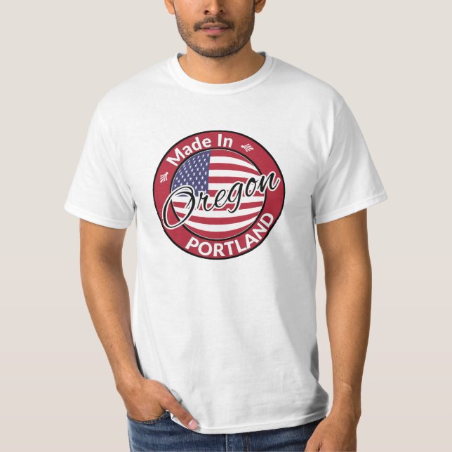 Made in Portland Oregon USA Flag T-Shirt (Front)