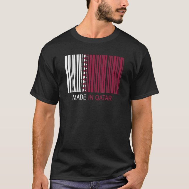 Made in Qatar Flag Barcode T-Shirt (Front)