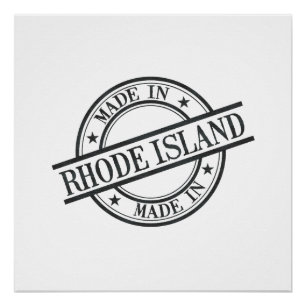 Made In Rhode Island Stamp Style Logo Symbol Black Poster