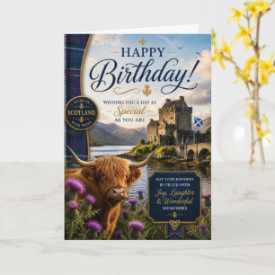 Made in Scotland Highland Cow Birthday Card