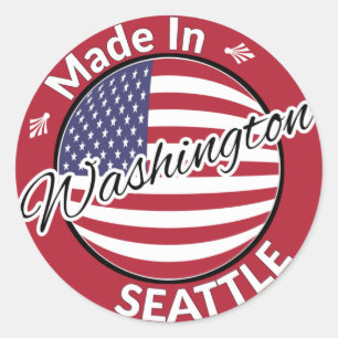Made in Seattle Washington USA Flag Classic Round Sticker