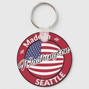 Made in Seattle Washington USA Flag Key Ring