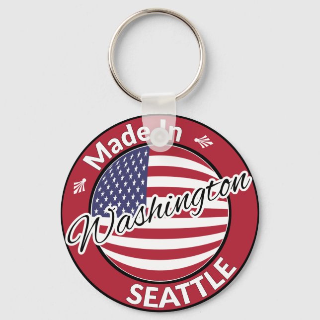 Made in Seattle Washington USA Flag Key Ring (Front)