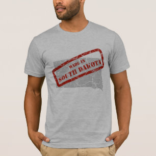 Made in South Dakota Grunge Map Mens Grey T-shirt