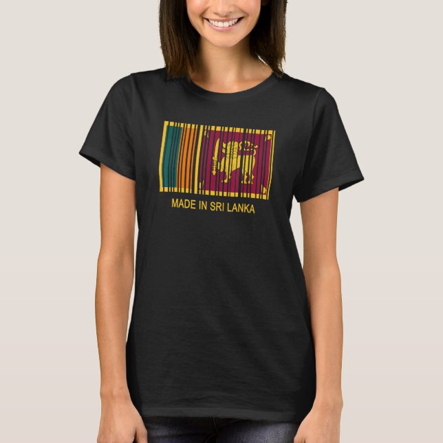 Made in Sri Lanka Flag Barcode T-Shirt (Front)