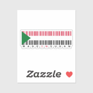 Made in Sudan Barcode Flag Sticker