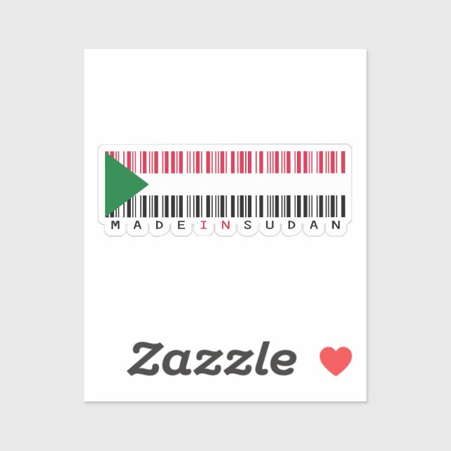 Made in Sudan Barcode Flag Sticker (Sheet)