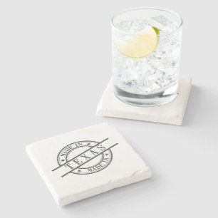 Made in Texas Birth State Round Rubber Stamp Logo Stone Coaster