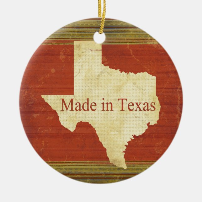 Made in Texas Rusty Red Stripes Ceramic Tree Decoration (Front)