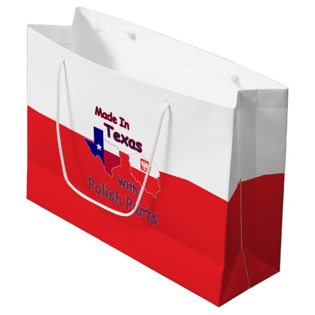 Made In Texas With Polish Parts Large Gift Bag (Front Angled)