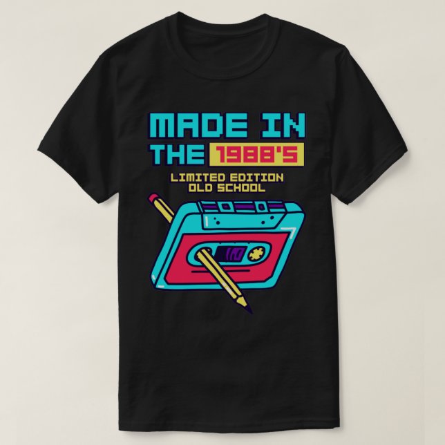 Made in the 1988s Retro Cassette Tape T-Shirt (Design Front)