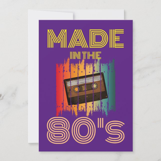 MADE IN THE 80'S VINTAGE CASSETTE TAPE INVITATION (Front)
