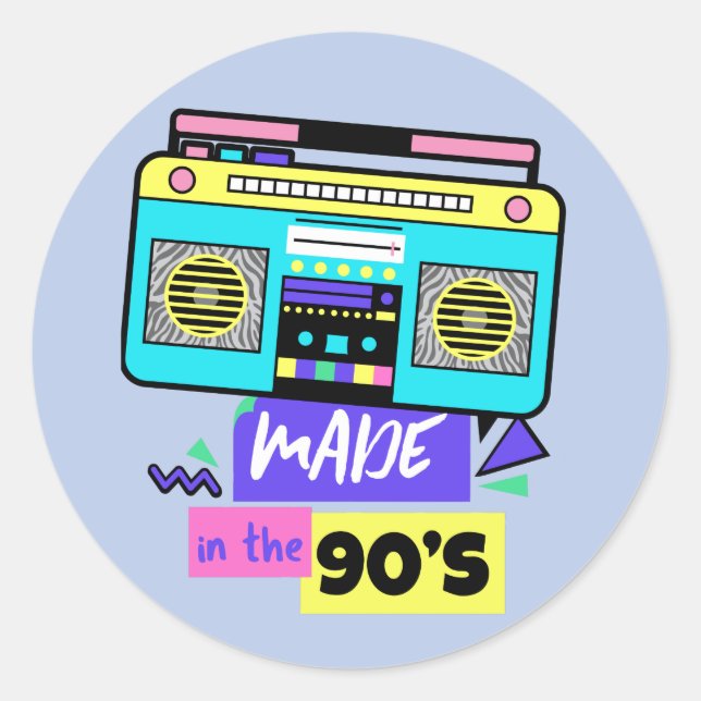 Made In The 90's Funny Nostalgic Retro Stickers (Front)