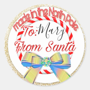 Made in the North Pole Santa Christmas Classic Round Sticker