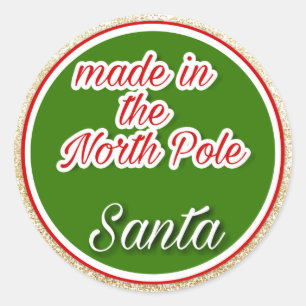 Made in the North Pole Santa Christmas Classic Round Sticker