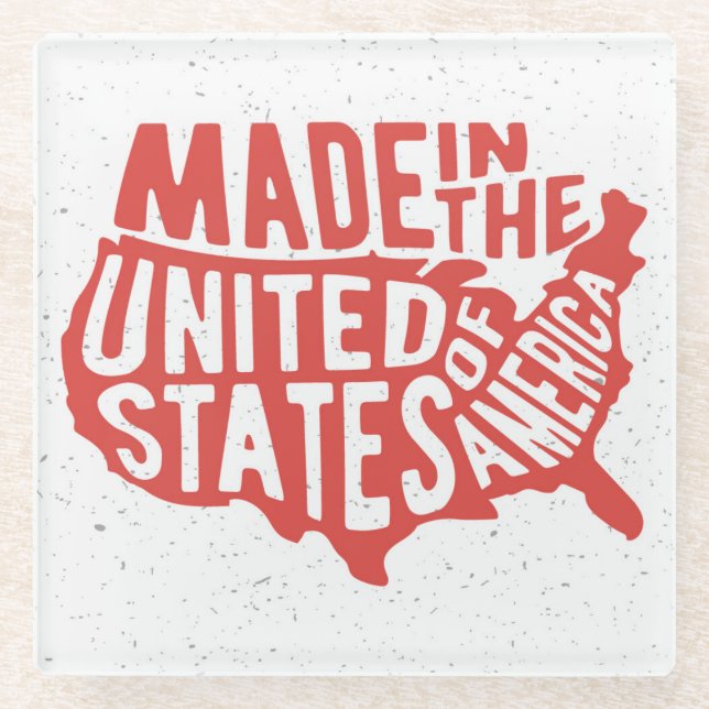 Made in the United States of America Typography Glass Coaster (Front)