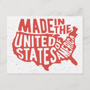 Made in the United States of America Typography Postcard