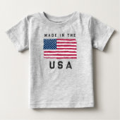 "Made in the USA"  (Black Text) Vintage US Flag Baby T-Shirt (Front)