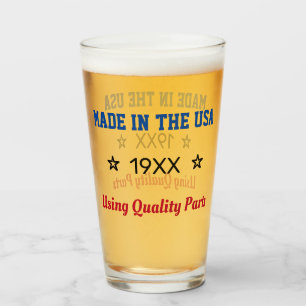 Made In The USA Custom Birth Year Glass Cup