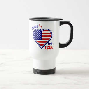 Made in the USA  Heart Flag Travel Mug
