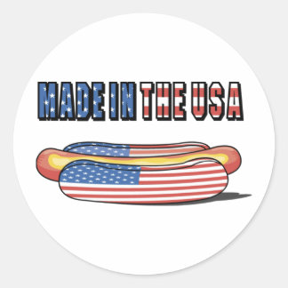 Made in the USA Patriotic Hot Dog Classic Round Sticker