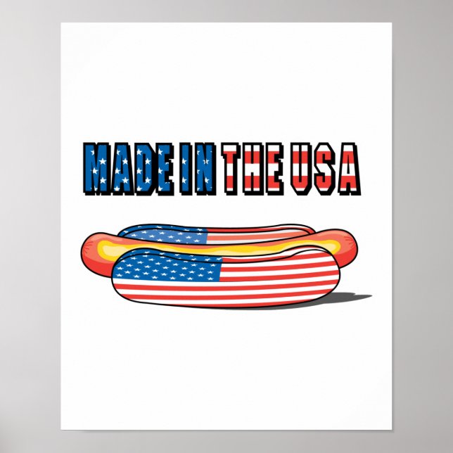 Made in the USA Patriotic Hot Dog Poster (Front)