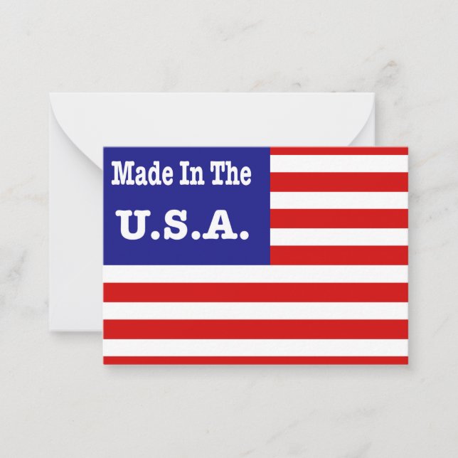 Made In The USA Red White And Blue American Flag Card (Front)