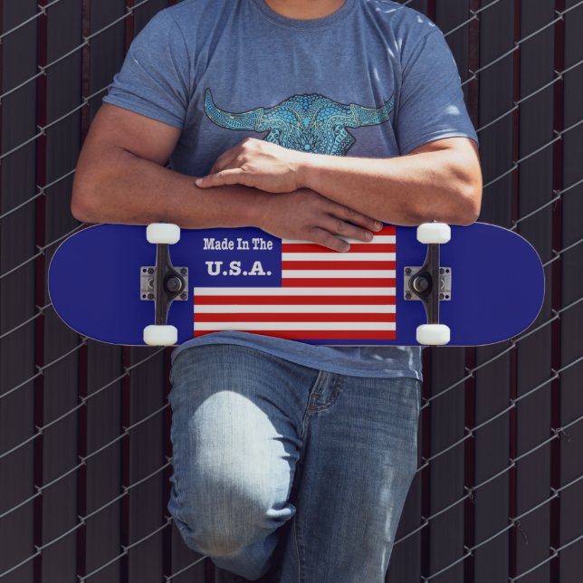 Made In The USA Red White And Blue American Flag Skateboard (Outdoor 3)