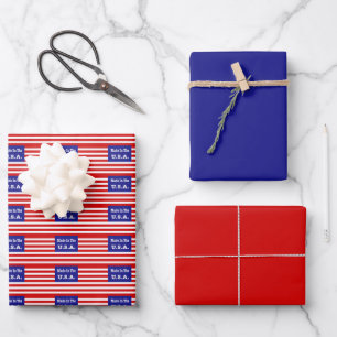 Made In The USA Red White And Blue American Flag Wrapping Paper Sheet