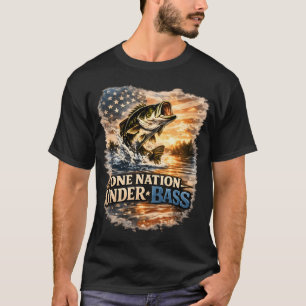 Made in the USA (To Fish) – Bass & Flag Sticker T-Shirt