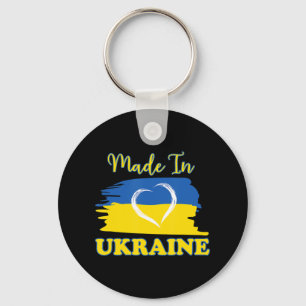 Made In Ukraine Ukrainian Flag Heart Key Ring
