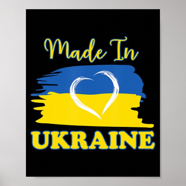 Made In Ukraine Ukrainian Flag Heart  Poster (Front)
