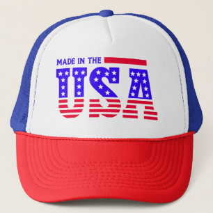 Made In USA American TEXT Trucker Hat