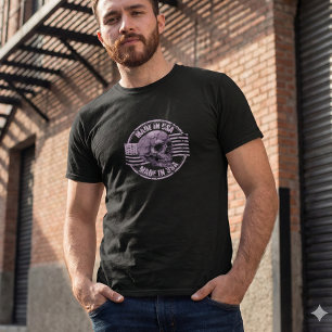 Made in USA Distressed Purple Skull  Men's T-Shirt