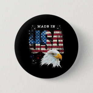 Made In Usa Patriotic American Flag Bald Eagle Ame 6 Cm Round Badge