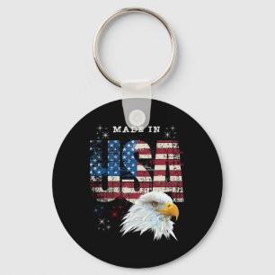 Made In Usa Patriotic American Flag Bald Eagle Ame Key Ring