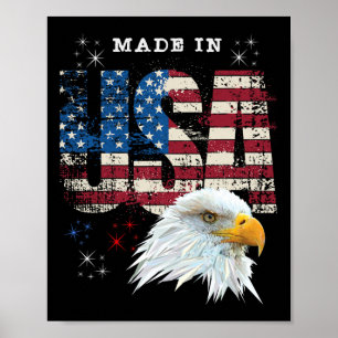 Made In Usa Patriotic American Flag Bald Eagle Ame Poster