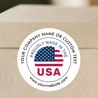 Made in USA Patriotic Business White Label Sticker